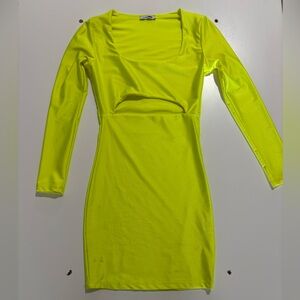 GNO Again Cutout Mini Dress - Neon Yellow